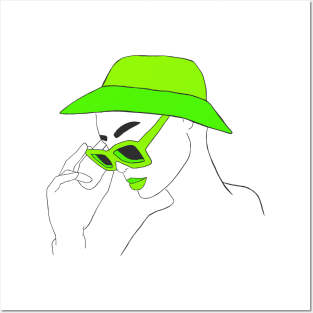 Woman in Lime Green Sunglasses Posters and Art